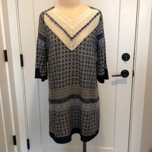 Kori America blue and cream print dress